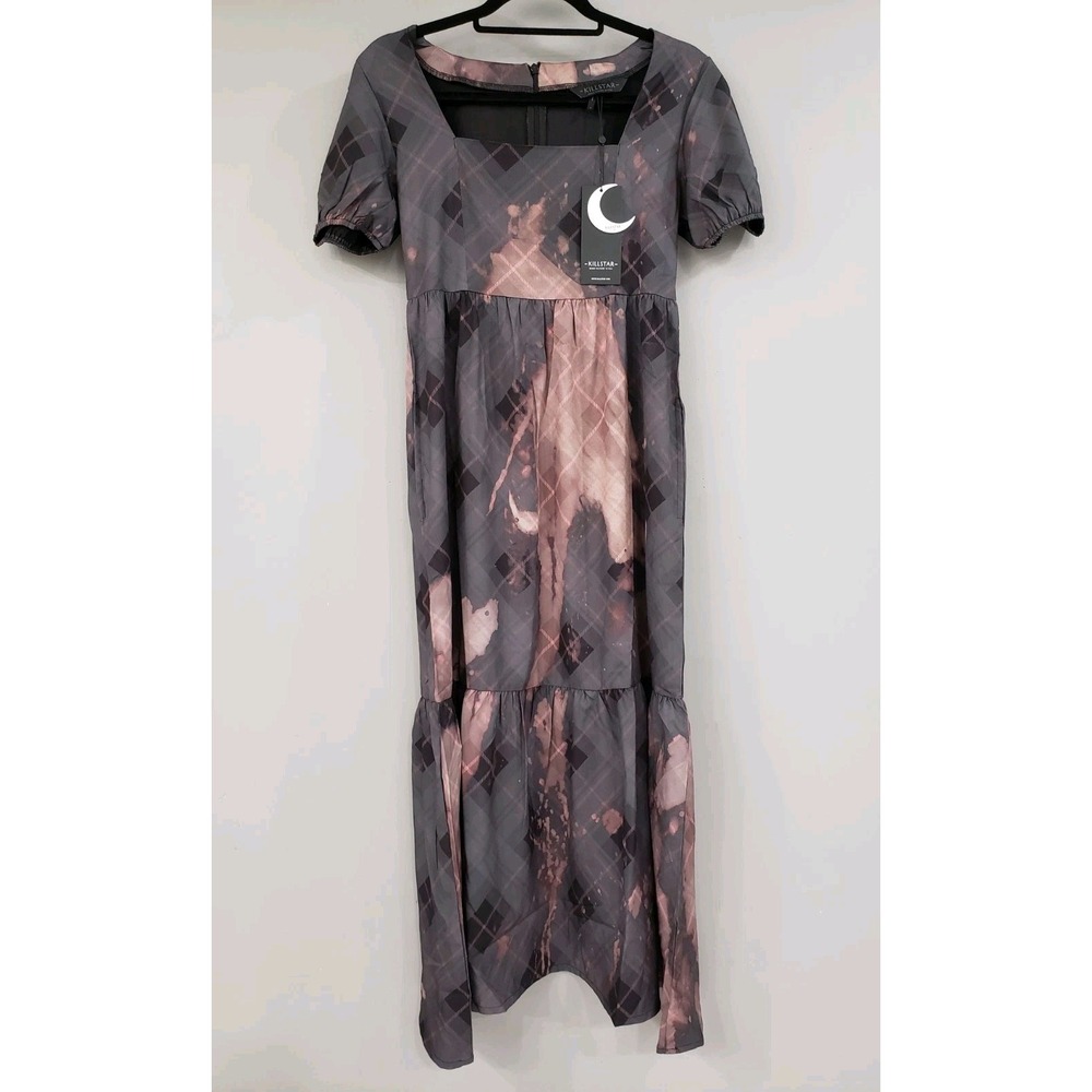 NEW XS Killstar Effina's Ruin MIDI DRESS PATCHWORK GOTHIC PUNK PLAID EMO LONG